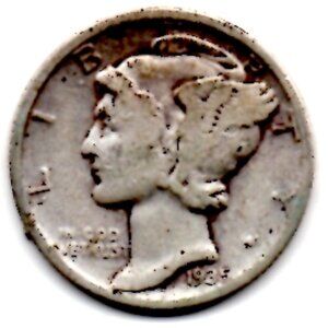 Granny Estate Find - 1935 P Mercury Dime 90% silver